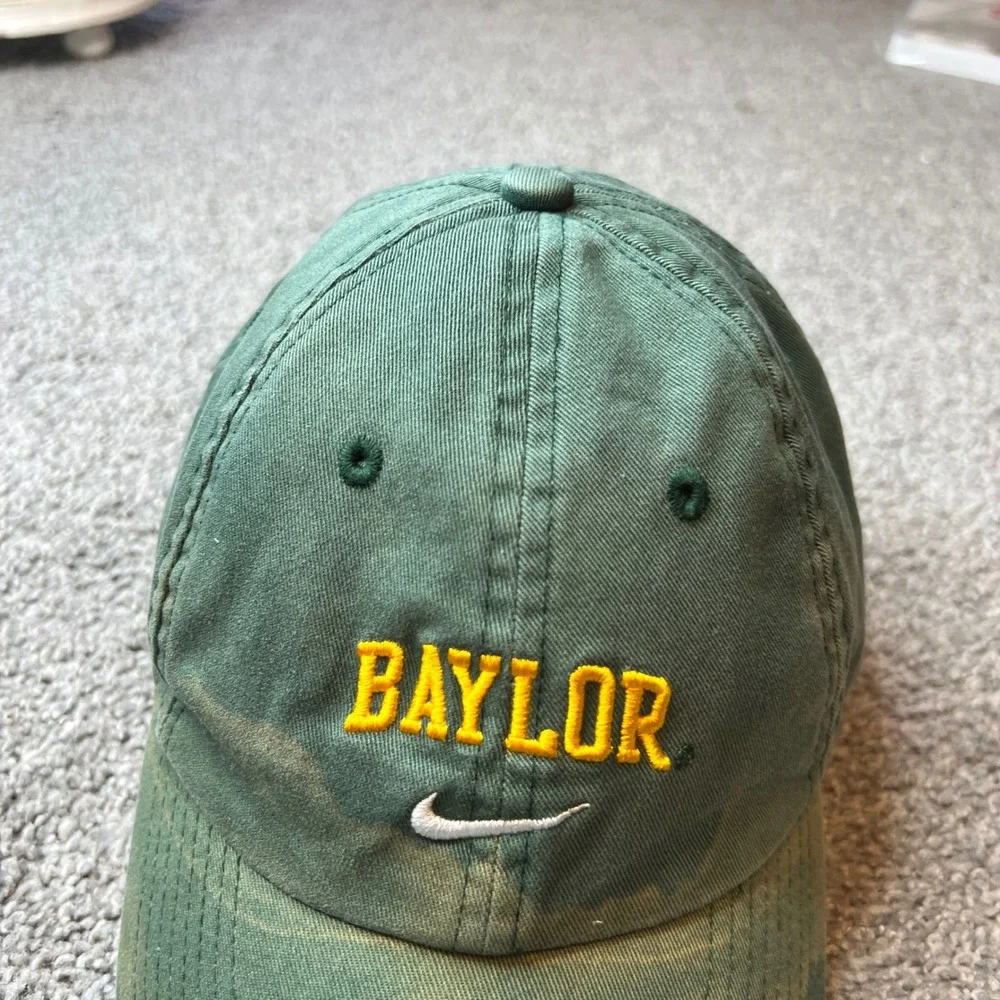 vtg Nike Baylor Bears Green‎ Baseball Cap Hat Men Adjustable Strap center y2k
